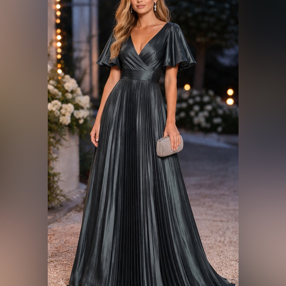 Green Elegant Maxi Dress for a Special Occasion:Mother of the bride/Conventions